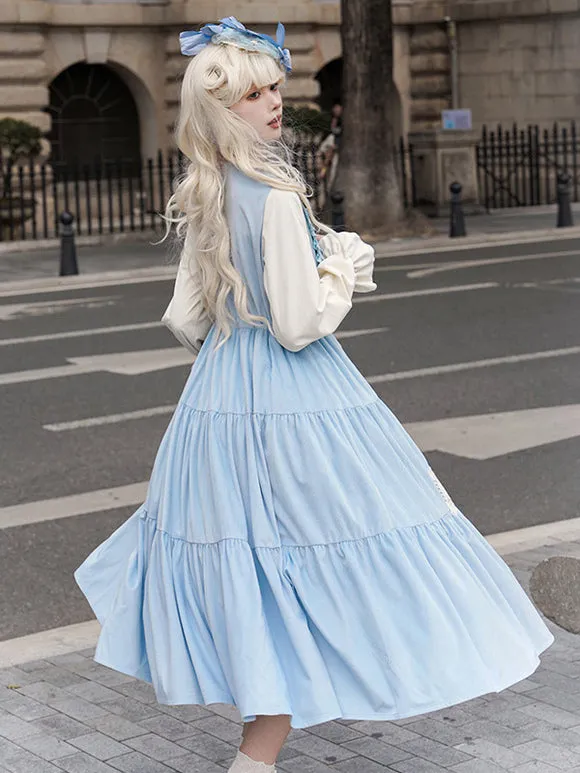 Sweet Lolita Dress Polyester Long Sleeves Dress Pastoral Style Lolita Dress