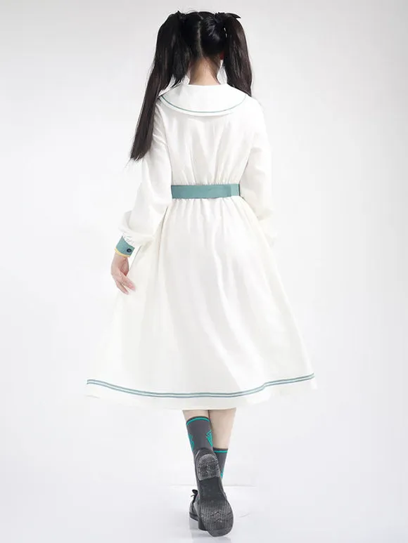 Sweet Lolita Dress Polyester Long Sleeves Navy Style Lolita Dress
