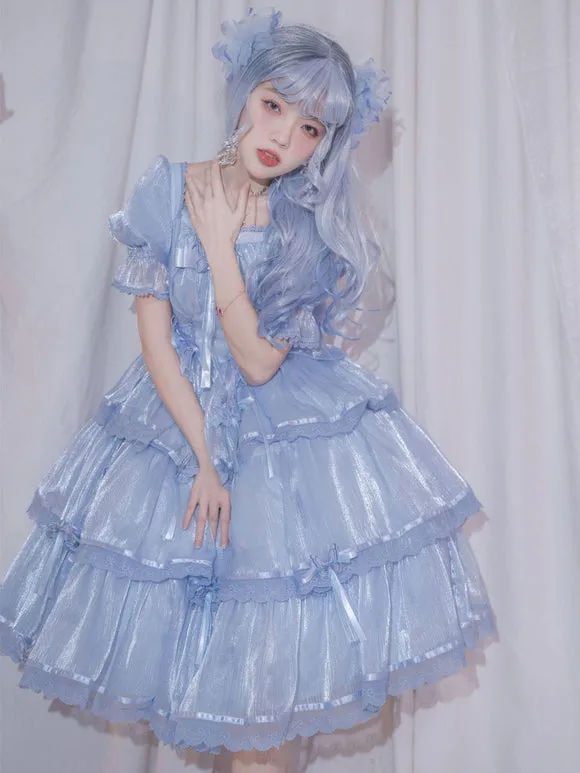 Sweet Lolita Dress Polyester Short Sleeves Dress