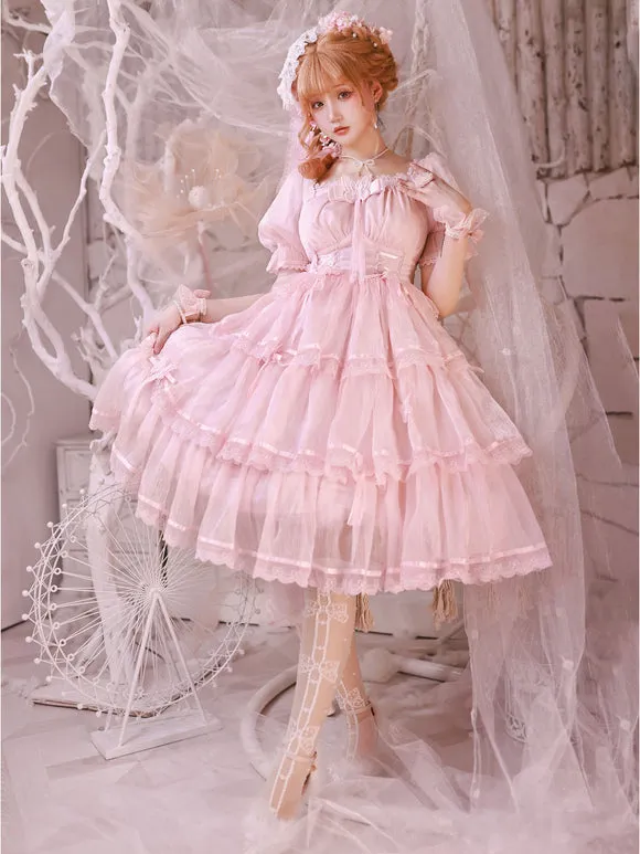 Sweet Lolita Dress Polyester Short Sleeves Dress