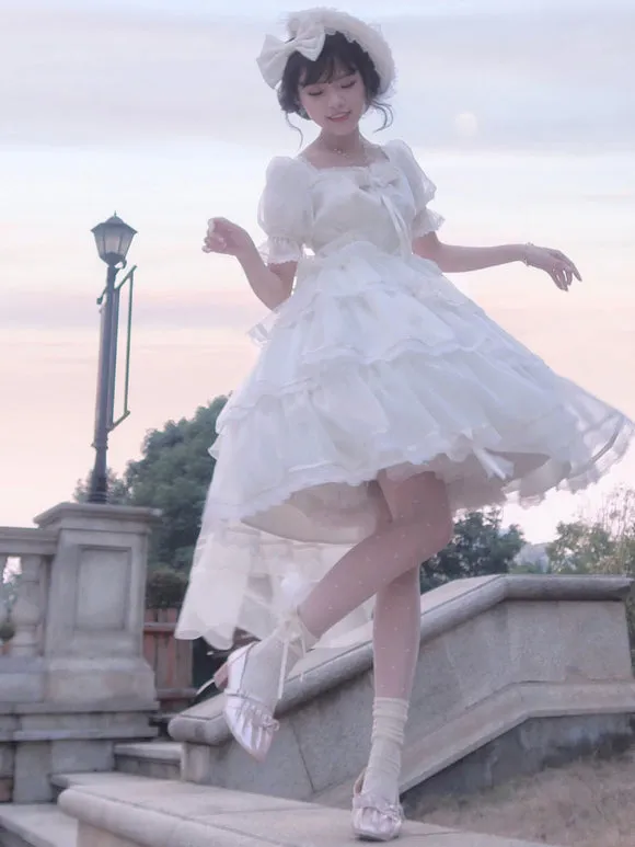 Sweet Lolita Dress Polyester Short Sleeves Dress