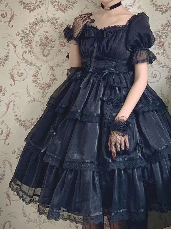 Sweet Lolita Dress Polyester Short Sleeves Dress