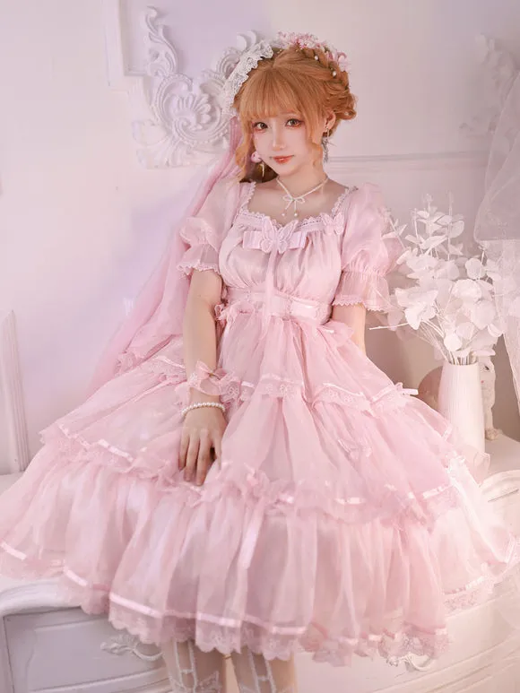 Sweet Lolita Dress Polyester Short Sleeves Dress