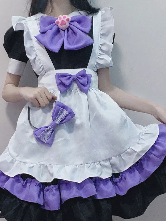 Sweet Lolita Dress Polyester Short Sleeves Ruffles Dress