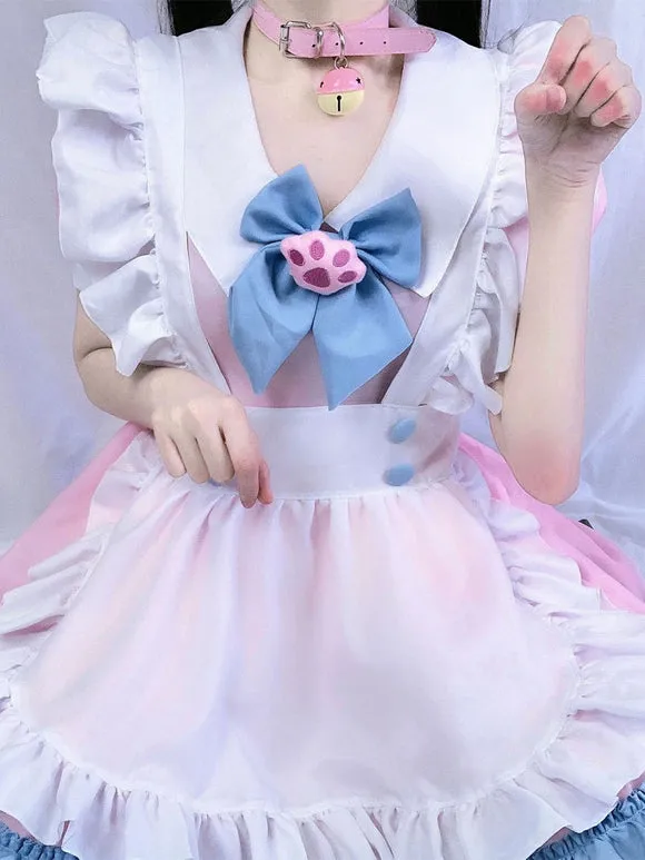 Sweet Lolita Dress Polyester Short Sleeves Ruffles Dress