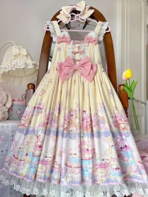 Sweet Lolita Dress Polyester Sleeveless Bows Dress