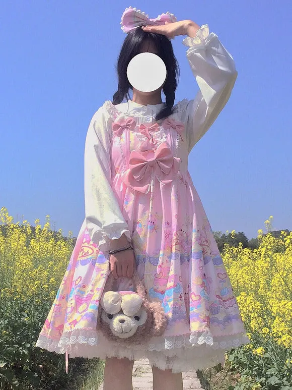 Sweet Lolita Dress Polyester Sleeveless Bows Dress