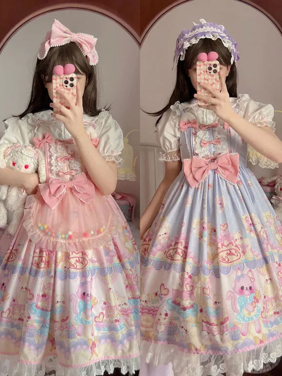 Sweet Lolita Dress Polyester Sleeveless Bows Dress