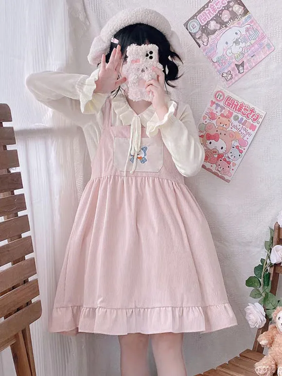 Sweet Lolita Dress Polyester Sleeveless Bows Jumper Dress
