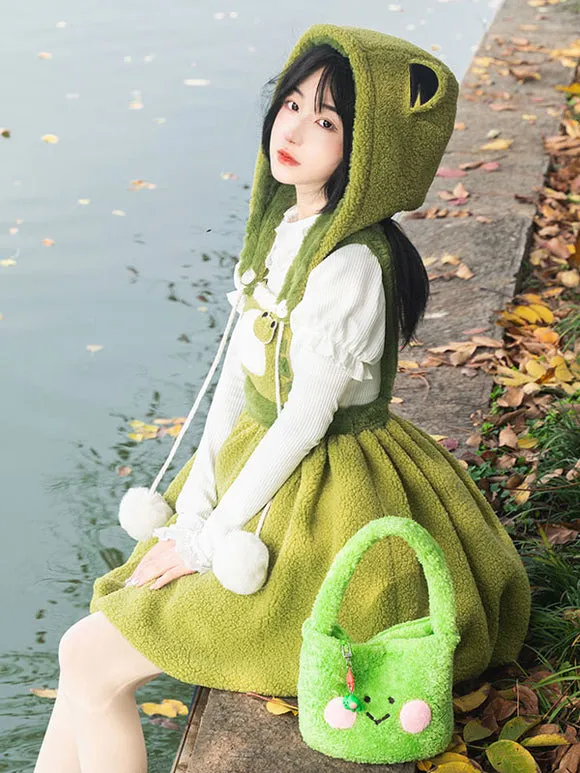 Sweet Lolita Dress Polyester Sleeveless Pom Poms Dress