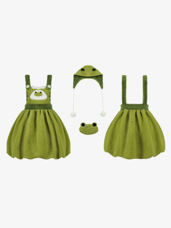 Sweet Lolita Dress Polyester Sleeveless Pom Poms Dress