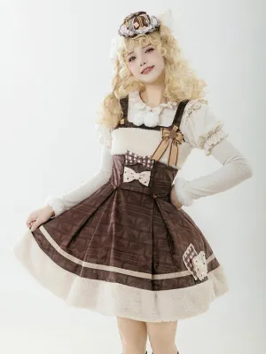 Sweet Lolita Dress Velour Sleeveless Bows Sweet Lolita Dress