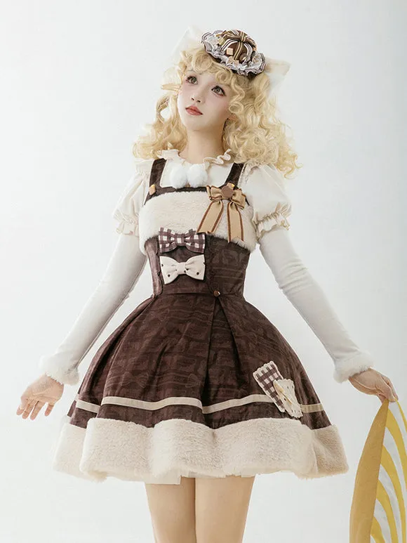 Sweet Lolita Dress Velour Sleeveless Bows Sweet Lolita Dress
