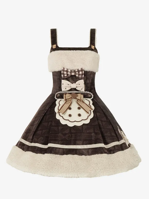 Sweet Lolita Dress Velour Sleeveless Bows Sweet Lolita Dress