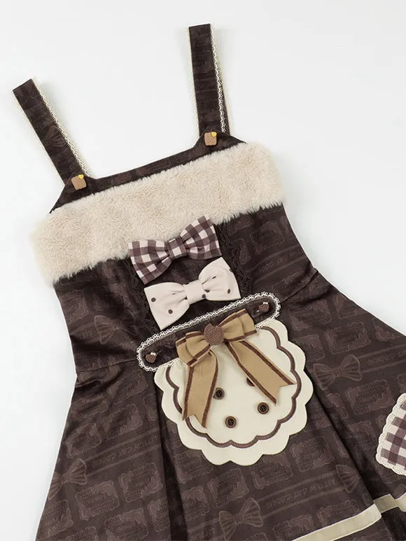 Sweet Lolita Dress Velour Sleeveless Bows Sweet Lolita Dress