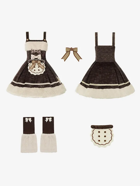 Sweet Lolita Dress Velour Sleeveless Bows Sweet Lolita Dress