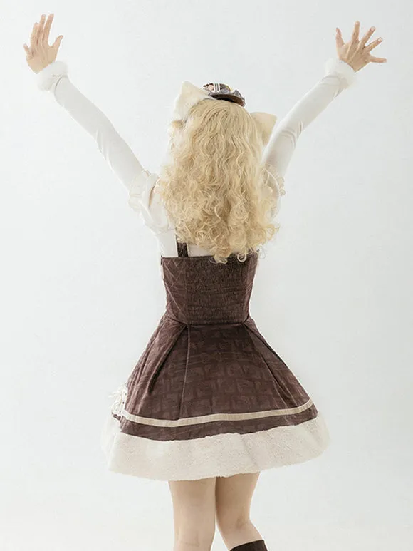 Sweet Lolita Dress Velour Sleeveless Bows Sweet Lolita Dress