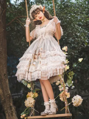 Sweet Lolita Floral Print Dress Polyester Sleeveless Dress