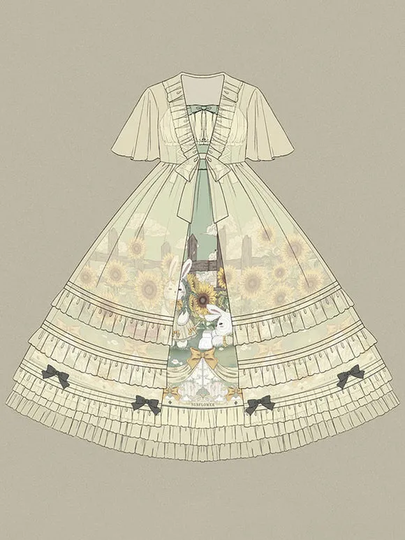 Sweet Lolita Floral Print Dress Polyester Sleeveless Dress