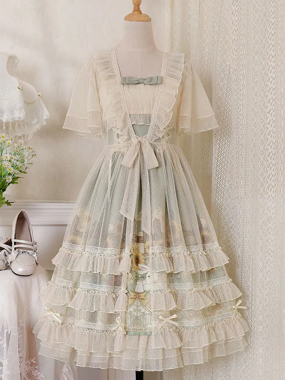 Sweet Lolita Floral Print Dress Polyester Sleeveless Dress