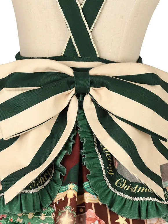 Sweet Lolita JSK Dress 4-Piece Set Polyester Sleeveless Christmas Lolita Jumper Skirt Outfit