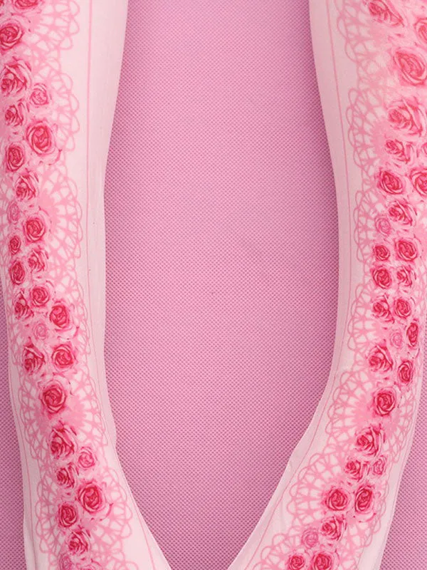 Sweet Lolita Socks Pink Floral Printed Lolita Stocking