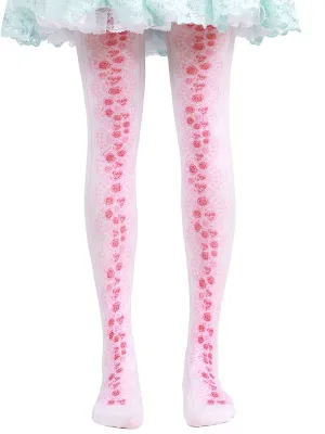 Sweet Lolita Socks Pink Floral Printed Lolita Stocking