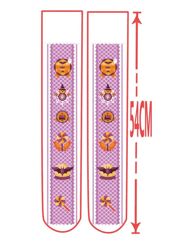 Sweet Lolita Stocking Pink Velvet Printed Thigh Stocking