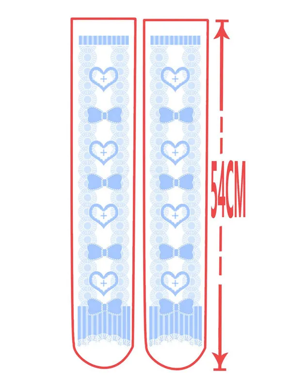 Sweet Lolita Stockings Light Pink Velvet Heart Bow Printed Lolita Socks