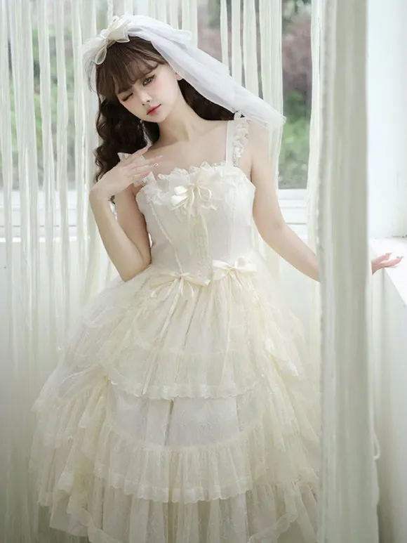 Sweet Lolita Wedding Dress Polyester Sleeveless Sweet Jumper Lolita Dress