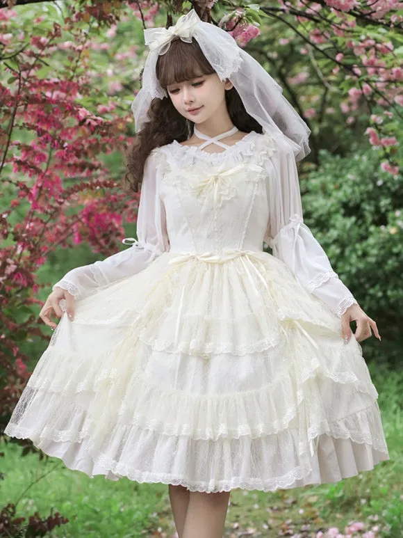 Sweet Lolita Wedding Dress Polyester Sleeveless Sweet Jumper Lolita Dress