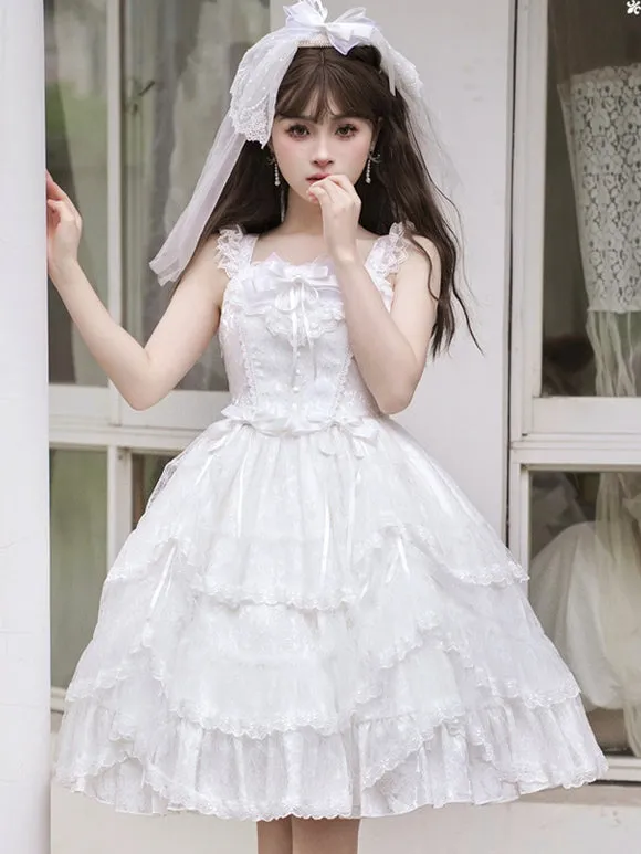 Sweet Lolita Wedding Dress Polyester Sleeveless Sweet Jumper Lolita Dress