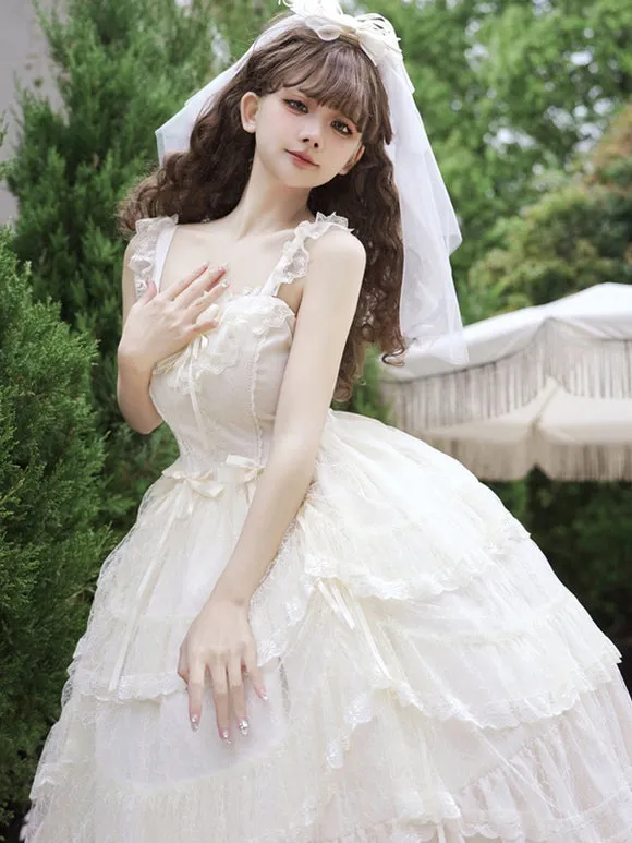 Sweet Lolita Wedding Dress Polyester Sleeveless Sweet Jumper Lolita Dress