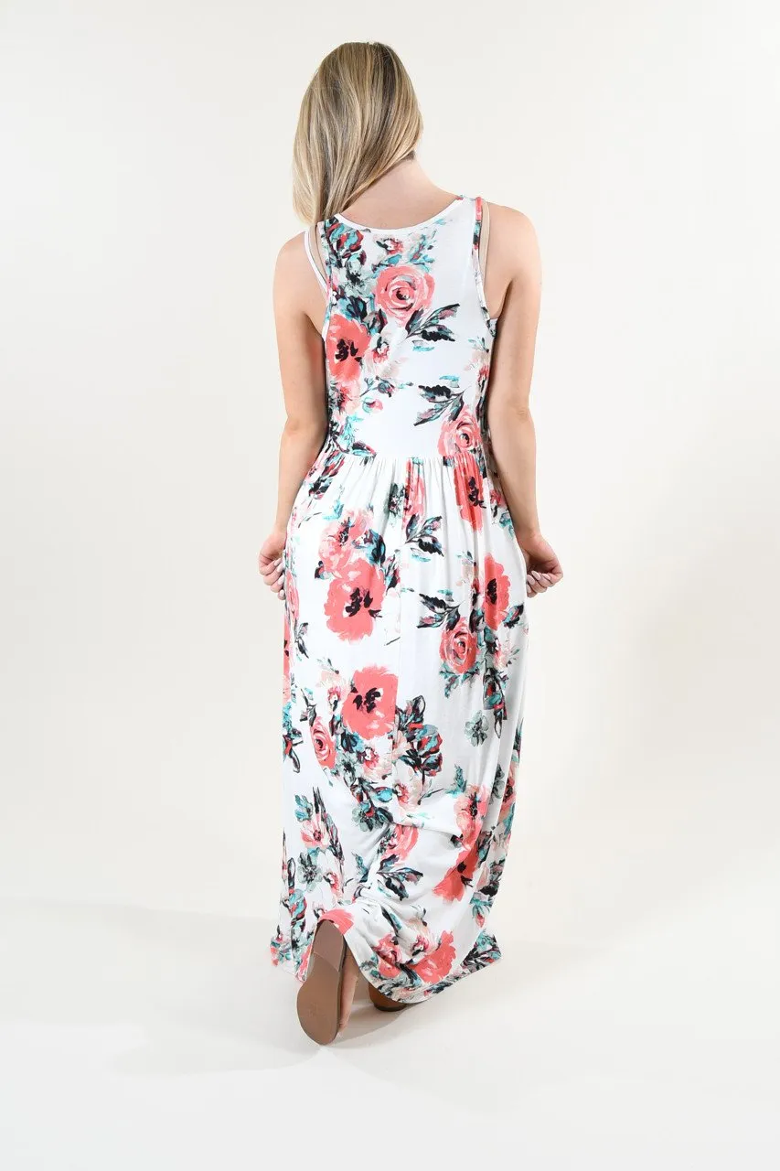 Sweet Pea Maxi Dress ~ Ivory Floral