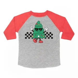 Sweet Wink Christmas Tree Dude 3/4 Tee - Heather / Red
