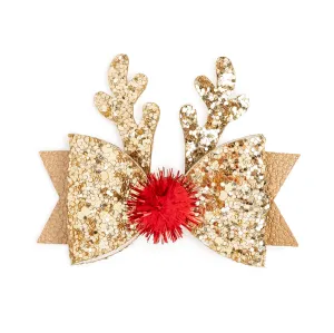 Sweet Wink Gold Reindeer Glitter Clip