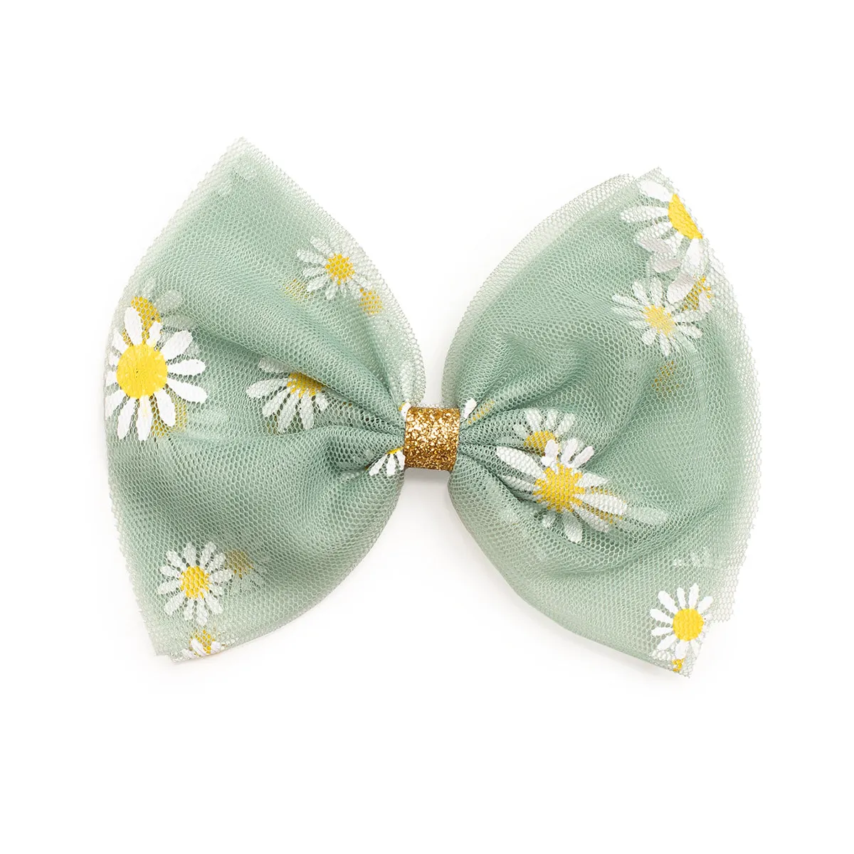 Sweet Wink Sage Daisy Bow Clip