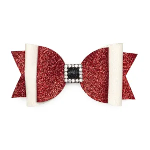 Sweet Wink Santa Bow Glitter Clip