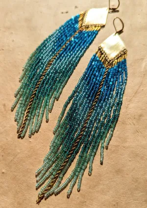 Thetis Ocean Blue Boho Beaded Earrings