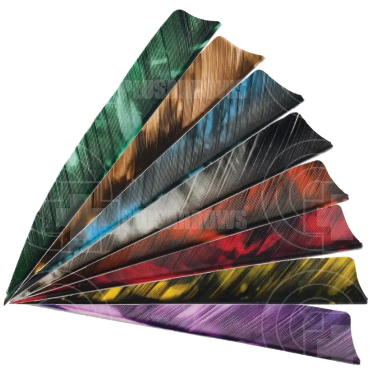 Tre Camo Colour 5.0" Shield Cut Feathers RW (12 Pack)