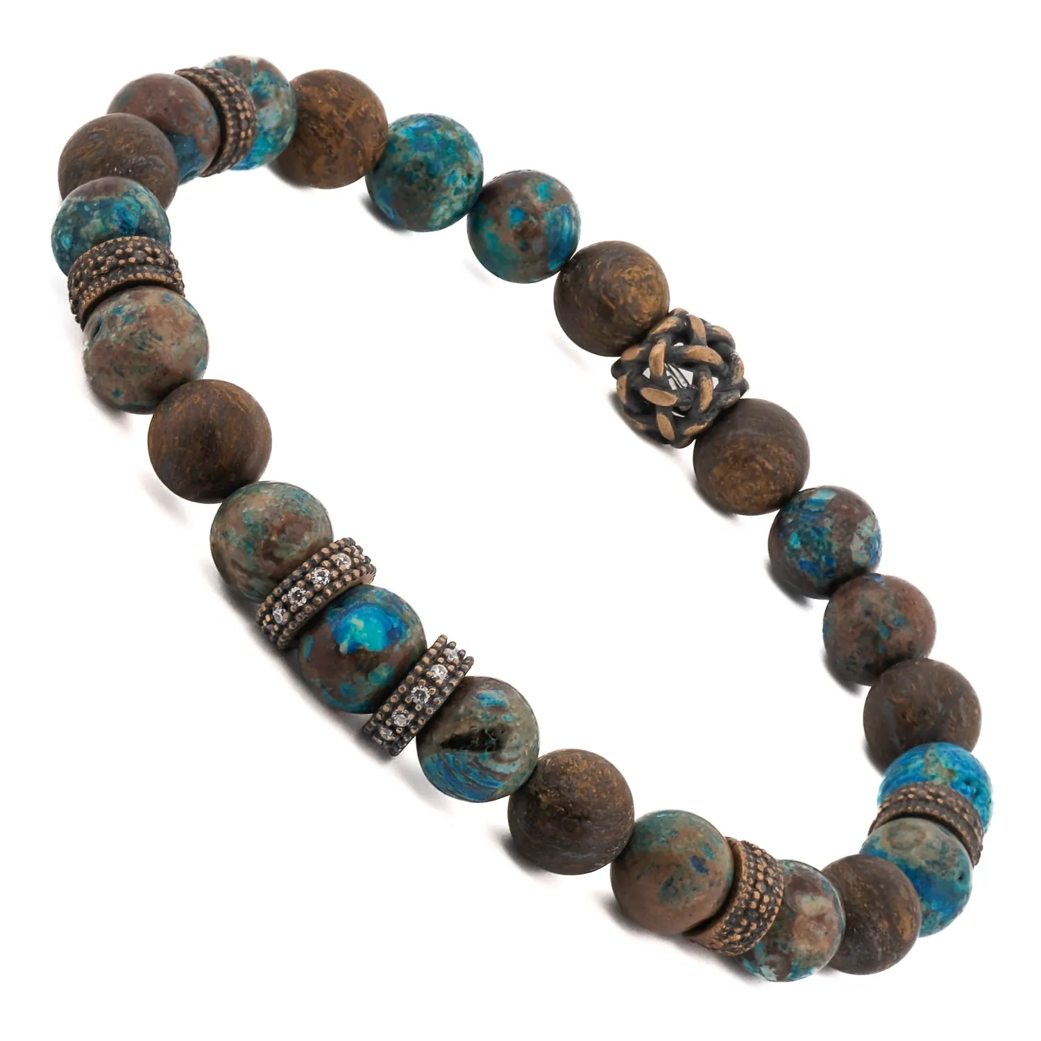 Turquoise & Diamond Good Luck Beaded Bracelet