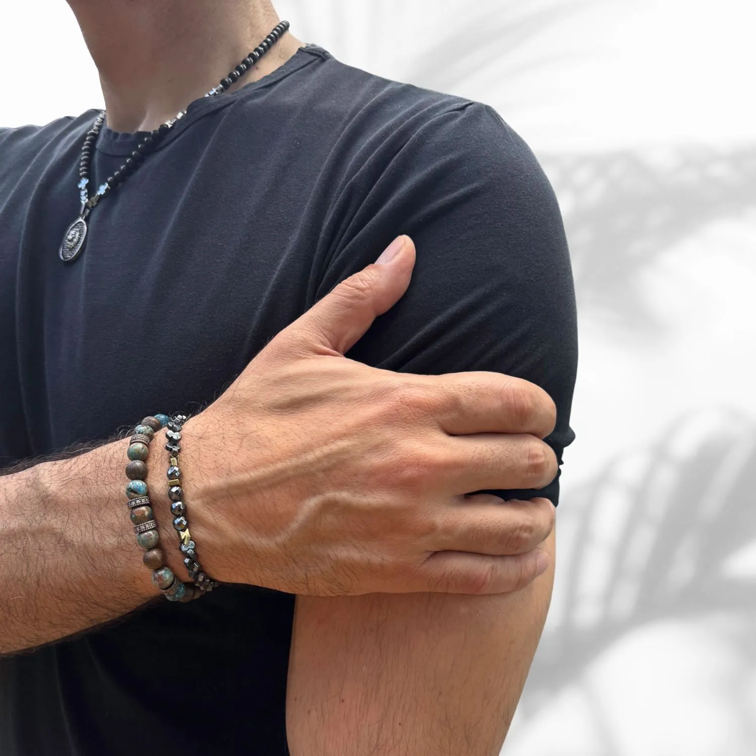 Turquoise & Diamond Good Luck Beaded Bracelet