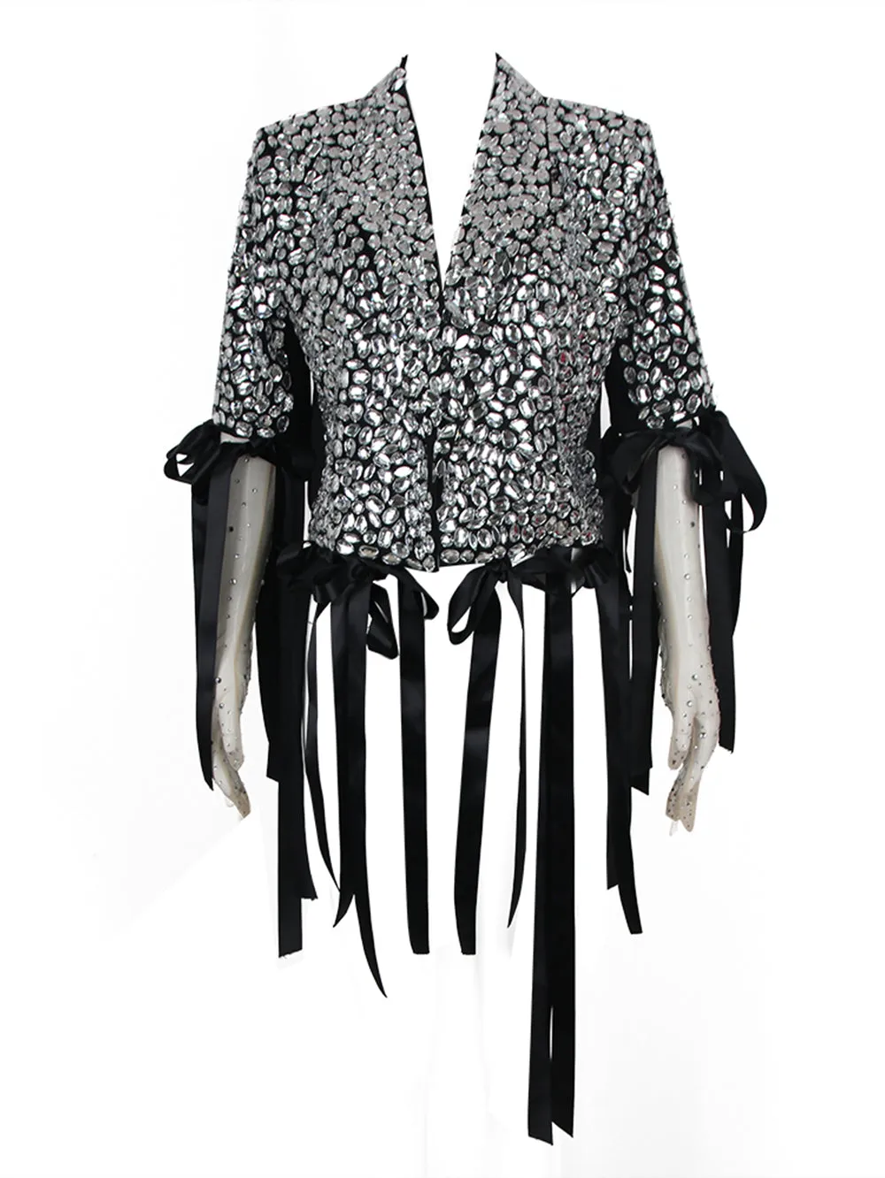 V Neck Mid Sleeve Characteristic Bandage Top HL9733