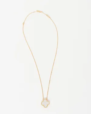 Van Cleef & Arpels Mother Of Pearl & Gold Vintage Alhambra Pendant Necklace
