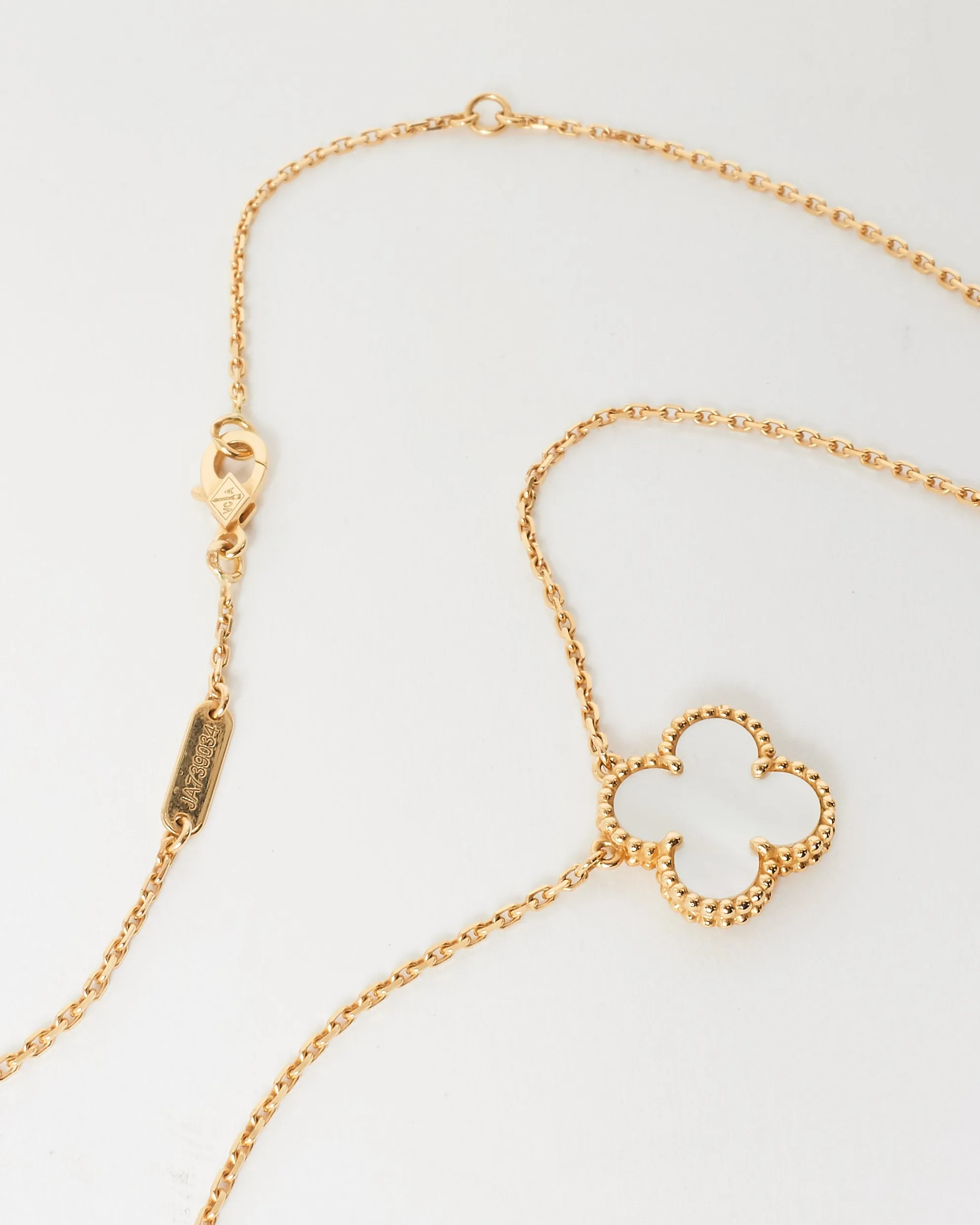 Van Cleef & Arpels Mother Of Pearl & Gold Vintage Alhambra Pendant Necklace