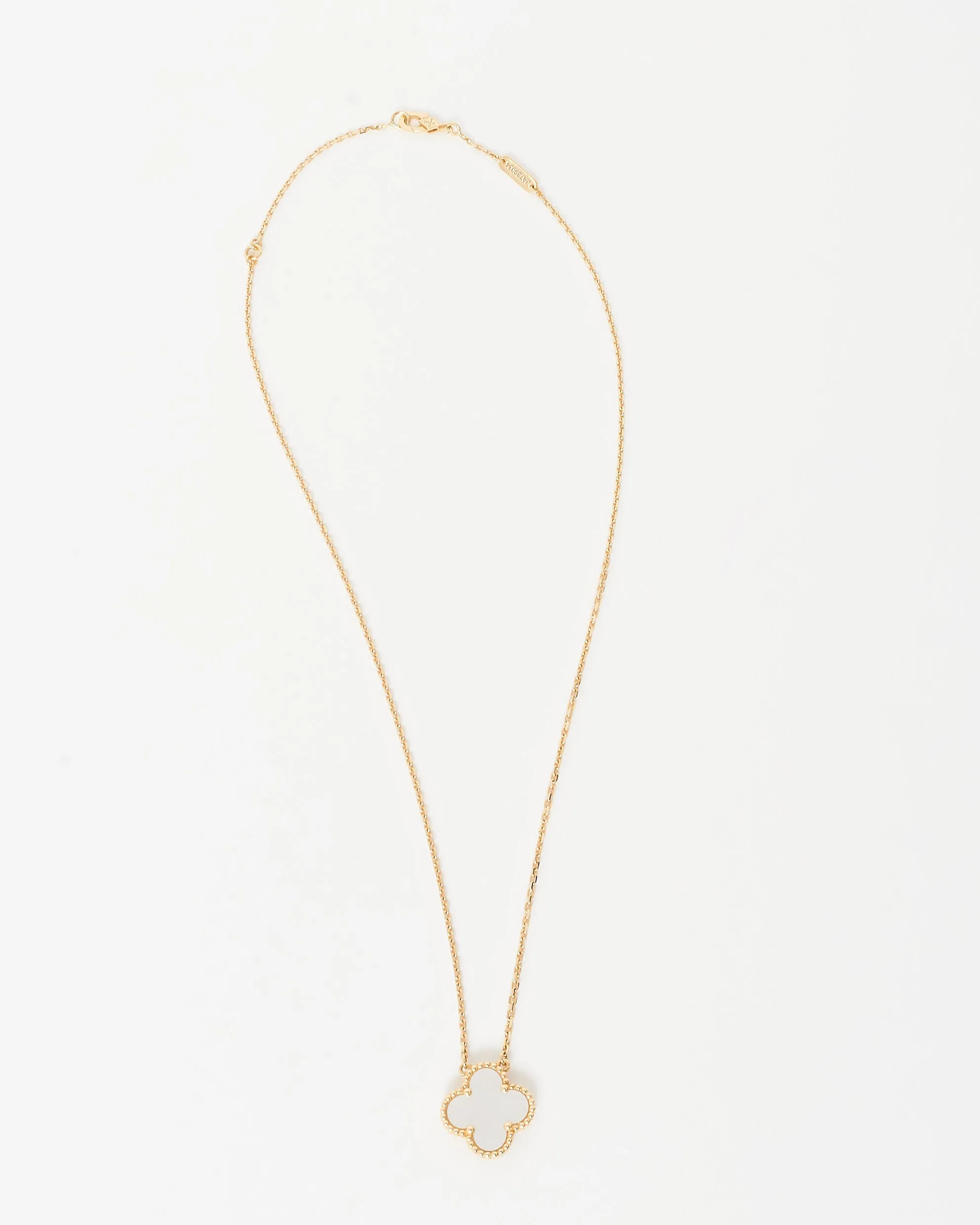 Van Cleef & Arpels Mother Of Pearl & Gold Vintage Alhambra Pendant Necklace