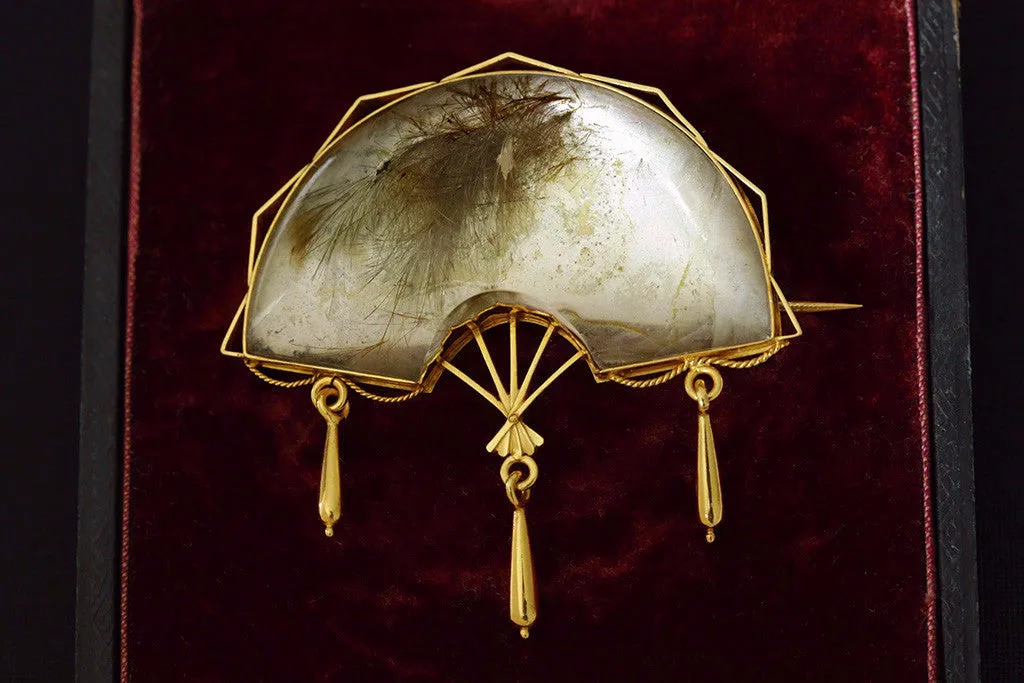 Victorian Rutilated Quartz Fan Brooch