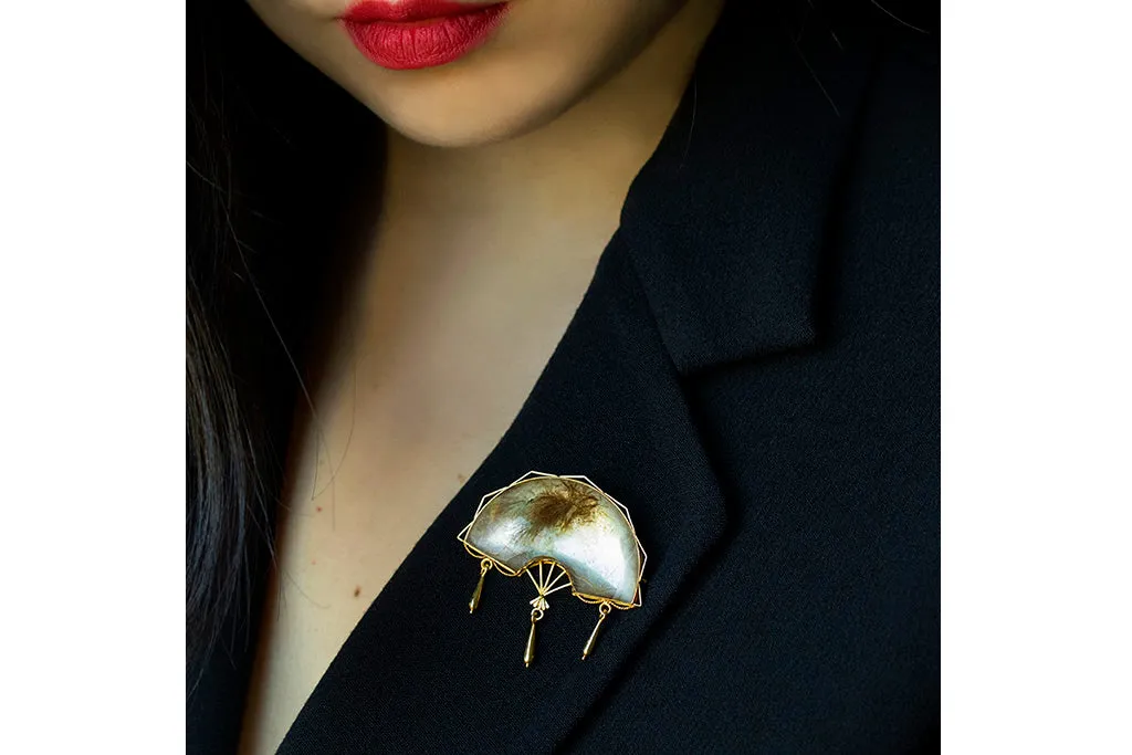 Victorian Rutilated Quartz Fan Brooch