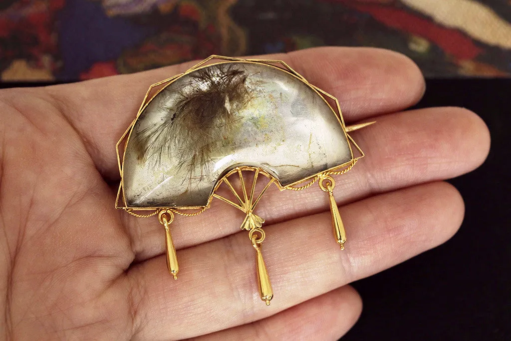 Victorian Rutilated Quartz Fan Brooch