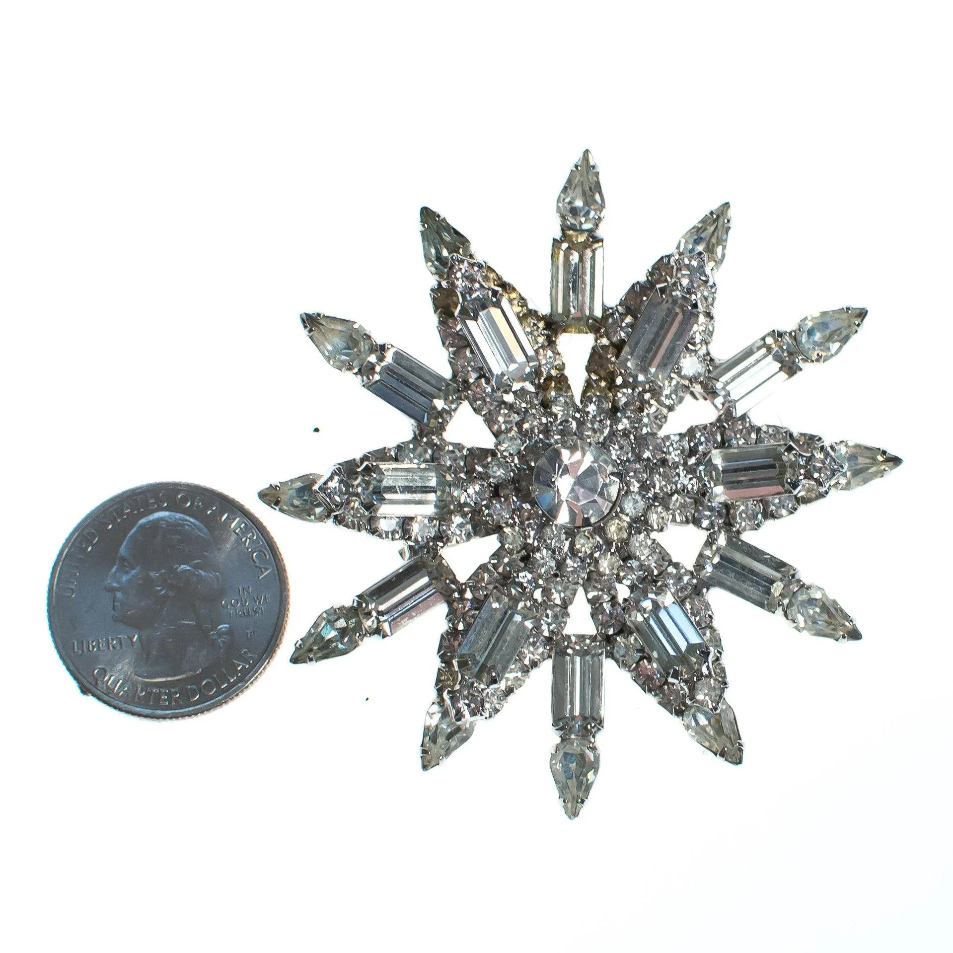 Vintage Art Deco Huge Diamante Crystal Star Brooch